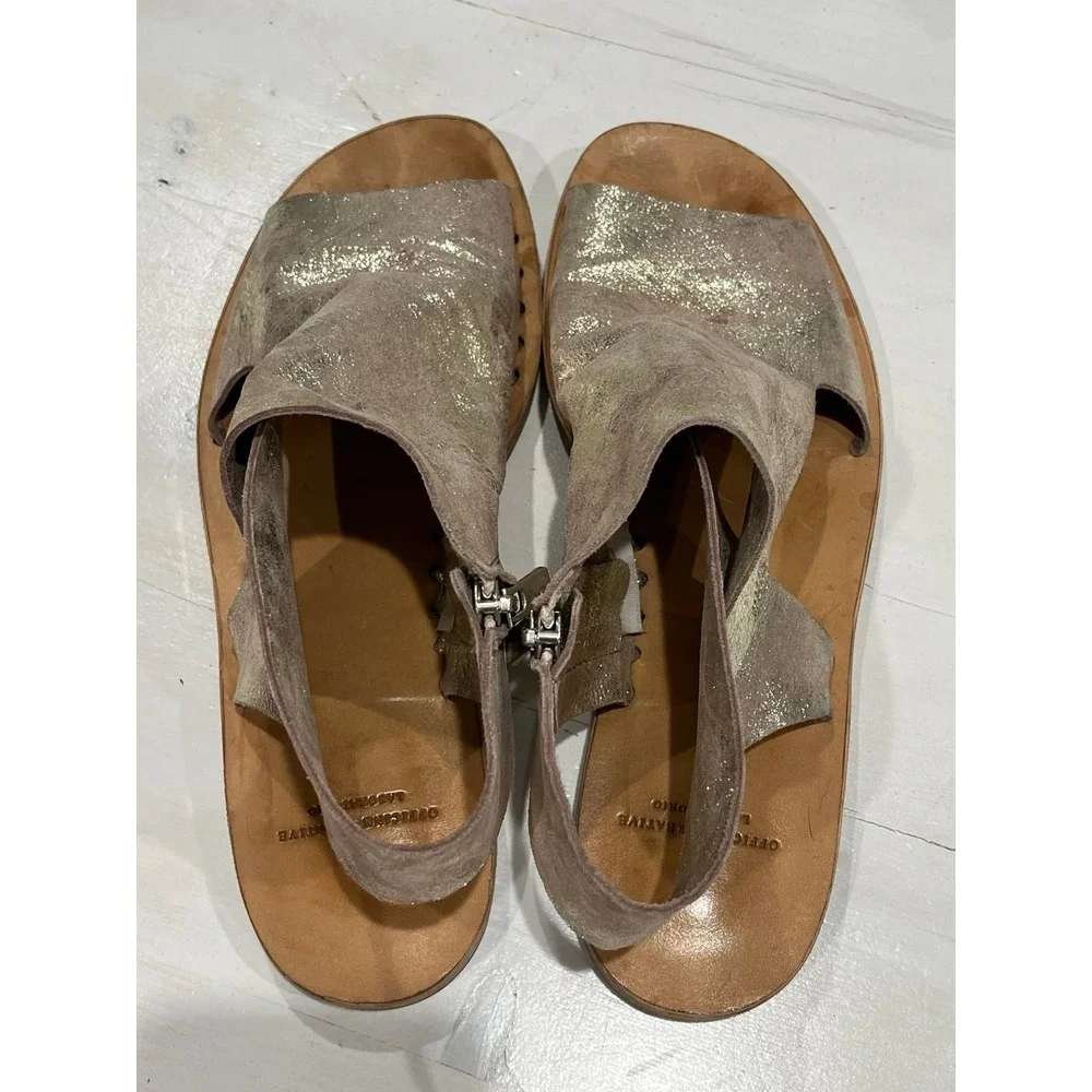 Officine‎ Creative platinum leather zipper Sandals size 38.5